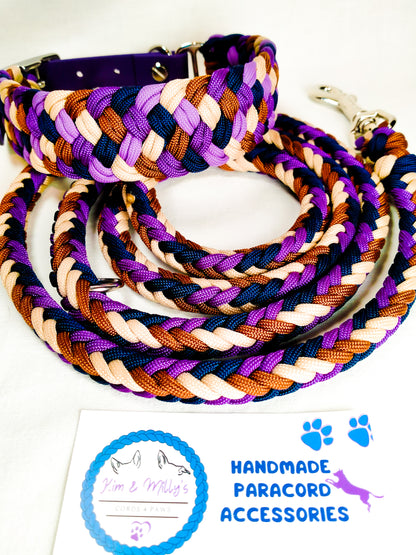 Pre Made: adjustable Herringbone Lead, Tan, Chocolate Brown, Purple, Midnight Blue, 1.35m