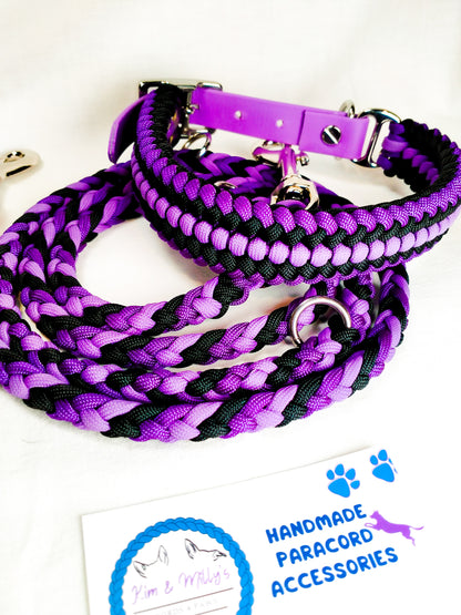 Pre Made: adjustable 6 Strand Half Round Braid Lead, Purple, Lilac, Black, 1.3m